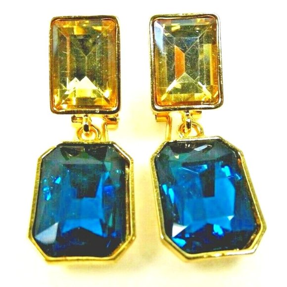 JARDIN Gold Plated Multi-Color Glass Dangle Earrings - Picture 1 of 7